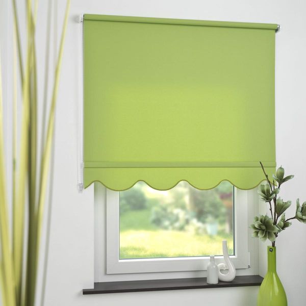 Seitenzugrollo Kettenzugrollo Volantrollo Rollo Klassik lichtdurchlässig 182 x 180 cm grün für Fenster