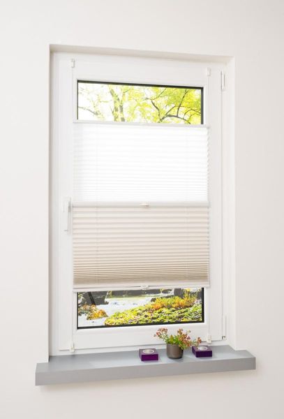 Klemmfix Plissee Day & Night verspannt 80 x 130 cm beige/weiß