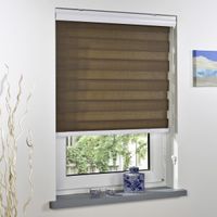 Duo-Rollo mit Blende, Rollo, lichtdurchlässig, Sonnenschutz, 90 x 220 cm braun