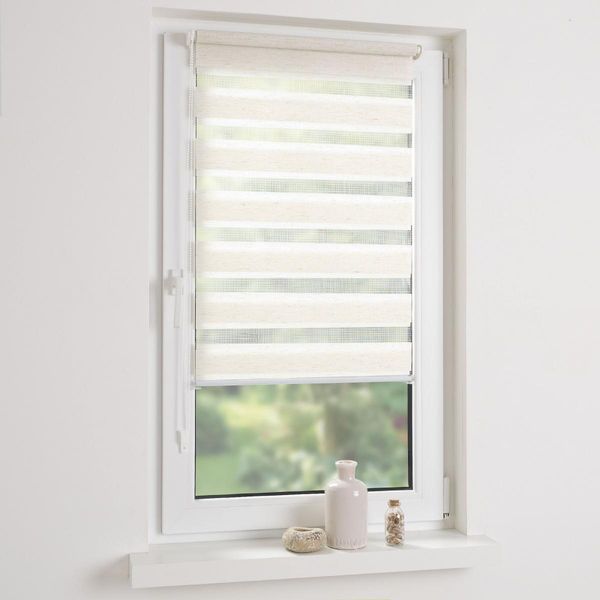 DUO-Rollo mini,Klemmfix Doppelrollo, natur, lichtdurchlässig, Rollo 60 x 210 cm (B x H)