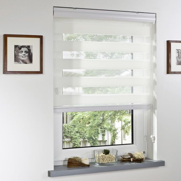 Duo-Rollo mit Blende, Rollo, lichtdurchlässig, Sonnenschutz, 60 x 160 cm ecru