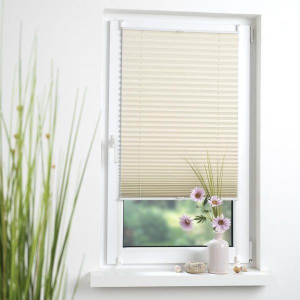 Klemmfix Thermo Plissee verspant, verdunkelnd, 100 x 130 cm beige