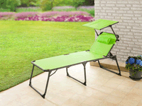 XXL-Komfort-Sonnenliege inkl. Kissen gepolstert aus Aluminium, ca. 193 x 67 x 48 cm - Apfelgrün