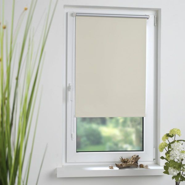 Klemmfix Rollo verspannt, Sichtschutz, thermobeschichtet, verdunkelnd, creme, 100 cm x 150 cm (B x H)