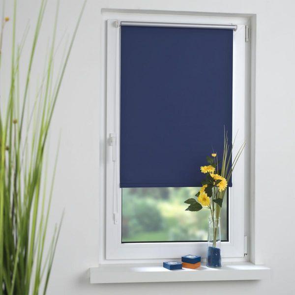 Klemmfix Rollo verspannt, Sichtschutz, thermobeschichtet, verdunkelnd, blau, 80 cm x 150 cm (B x H)