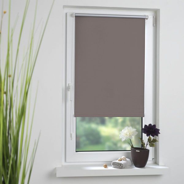 Klemmfix Rollo verspannt, Sichtschutz, thermobeschichtet, verdunkelnd, stone, 75 cm x 150 cm (B x H)