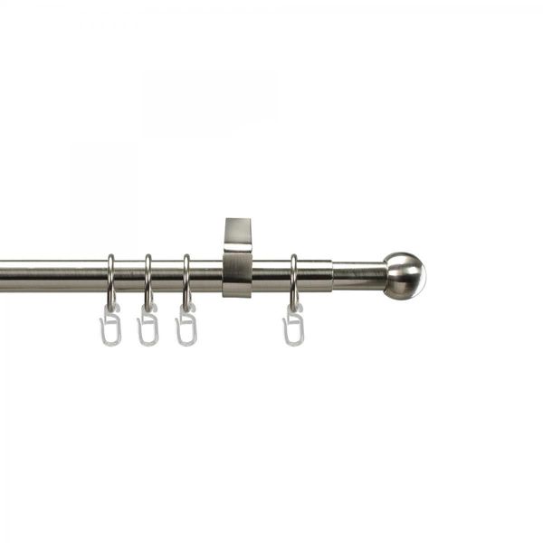 Gardinenstange, Stilgarnitur, Komplettgarnitur - Kugel 130-240 cm ausziehbar, edelstahl-optik