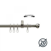 Gardinenstange, Stilgarnitur, Komplettgarnitur - Kugel 130-240 cm ausziehbar, edelstahl-optik