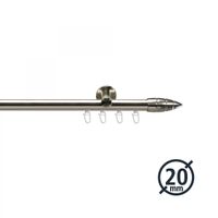 Gardinenstange, Stilgarnitur, Komplettgarnitur - Menorca 20 mm 1-läufig, 160 cm, edelstahl-optik