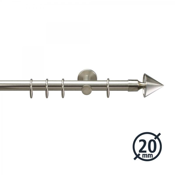 Gardinenstange, Stilgarnitur, Komplettgarnitur - Drehfix Kegel ø 20 mm, 120 cm edelstahl-optik
