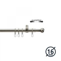 EOL-Gardinenstange, Stilgarnitur, Komplettgarnitur - Modern line 16 mm Kugel 120-200 cm ausziehbar, edelstahl-optik