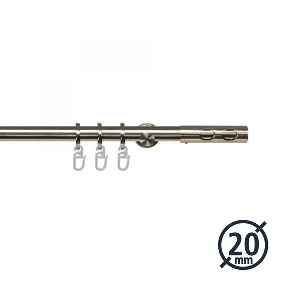 Gardinenstange, Stilgarnitur, Komplettgarnitur - Avo ø 20 mm 200 cm edelstahl-optik