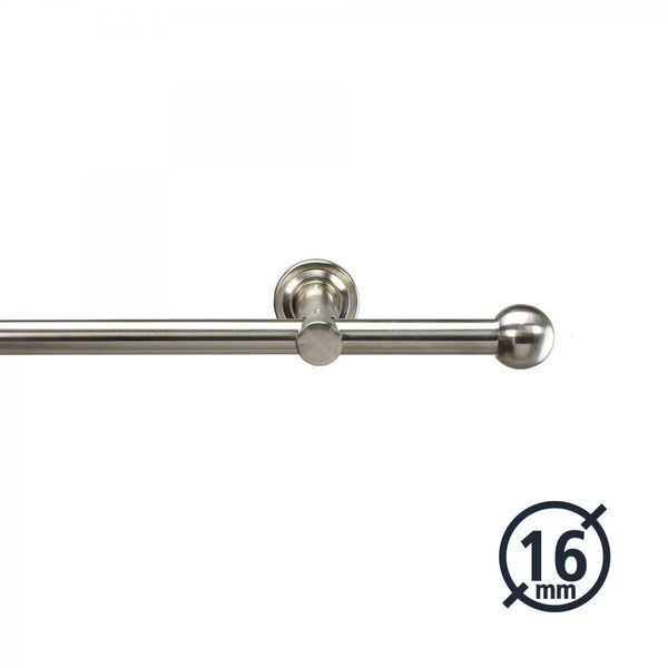 Gardinenstange, Stilgarnitur, Komplettgarnitur - Modern line 16 mm Kegel 160 cm edelstahl-optik