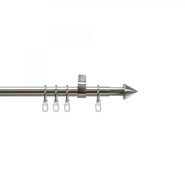 EOL-Gardinenstange, Stilgarnitur, Komplettgarnitur - Modern line 16 mm Kegel 120-200 cm ausziehbar, edelstahl-optik