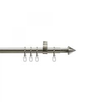 EOL-Gardinenstange, Stilgarnitur, Komplettgarnitur - Modern line 16 mm Kegel 120-200 cm ausziehbar, edelstahl-optik
