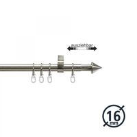 EOL-Gardinenstange, Stilgarnitur, Komplettgarnitur - Modern line 16 mm Kegel 120-200 cm ausziehbar, edelstahl-optik