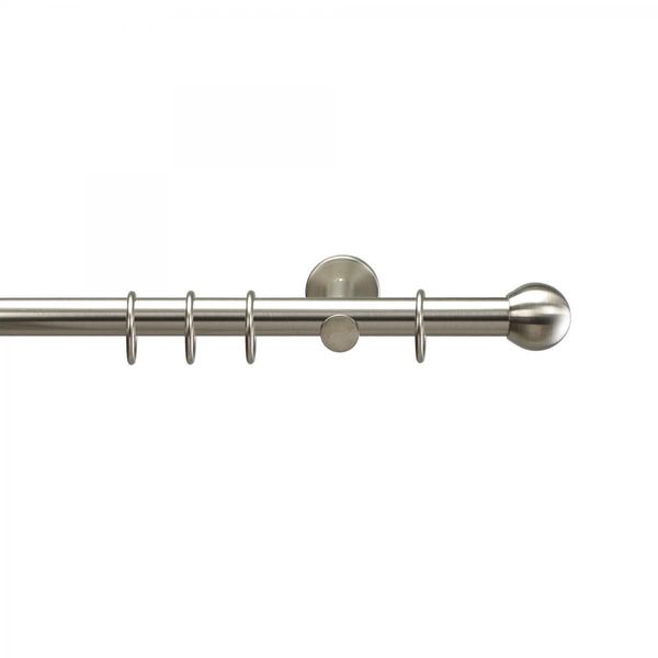 Gardinenstange, Stilgarnitur, Komplettgarnitur - Drehfix Kugel ø 20 mm, 120 cm edelstahl-optik