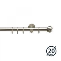 Gardinenstange, Stilgarnitur, Komplettgarnitur - Drehfix Kugel ø 20 mm, 120 cm edelstahl-optik