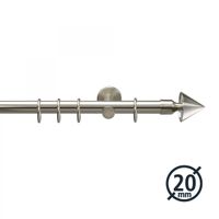 Gardinenstange, Stilgarnitur, Komplettgarnitur - Drehfix Kegel ø 20 mm, 160 cm edelstahl-optik