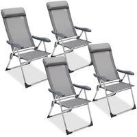 Deuba Gartenstuhl Hochlehner Alu 4er 110x73x60cm Set grau