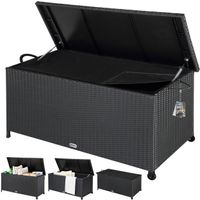 Deuba Auflagenbox Polyrattan 122x61x56cm schwarz