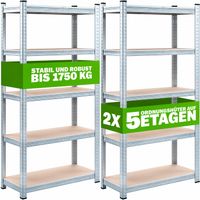 Deuba 2x Schwerlastregal mit 5 Böden max. 875 kg