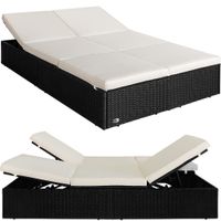Deuba Doppelliege Poly Rattan schwarz, creme