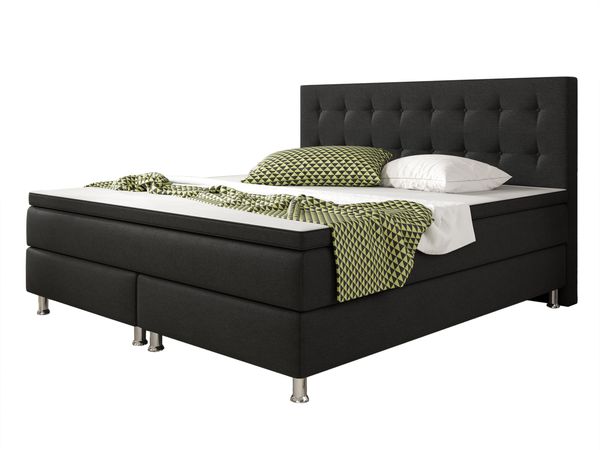 Boxspringbett Köln 180x200 Webstoff Schwarz