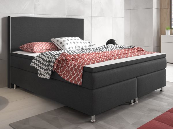 Boxspringbett King Size 180x200 cm Webstoff Anthrazit