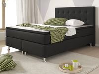 Boxspringbett Köln 140x200 Webstoff Schwarz