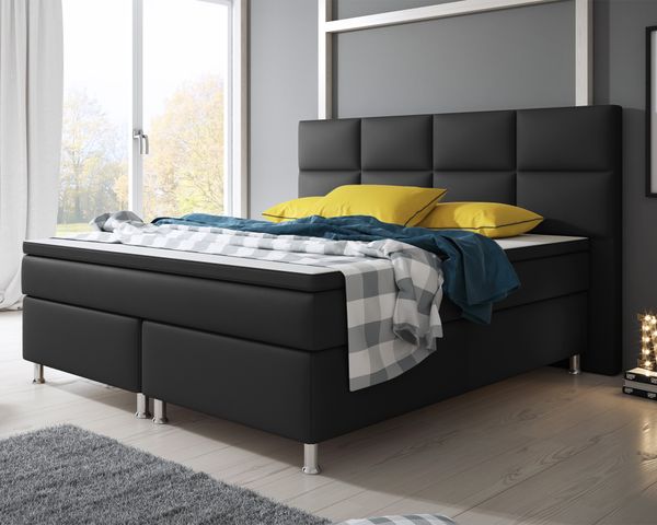 Boxspringbett Miami 180x200 cm Kunstleder Schwarz