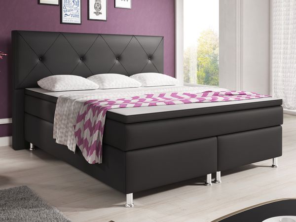 Boxspringbett Oxford 180x200 cm Kunstleder Schwarz