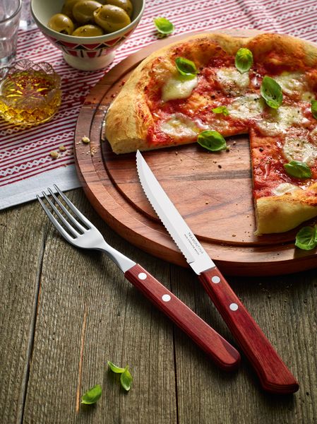 12 tlg. Steak-/Pizza-Allweckbesteck- Set bordeaux