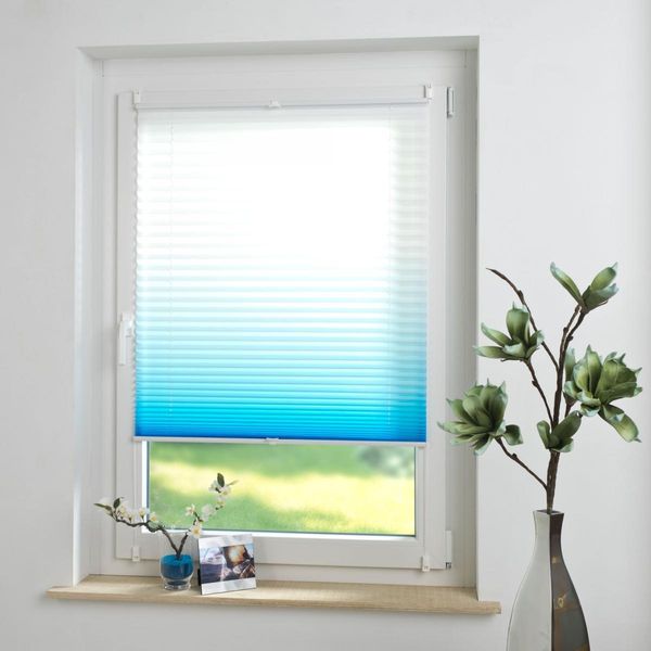 Klemmfix Plissee 90 x 210 cm azurblau Farbverlauf