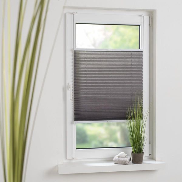Klemmfix Plissee verspannt 45 x 150 cm grau