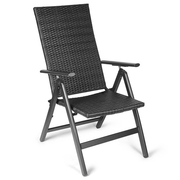 Polyrattan-Klappsessel - Schwarz
