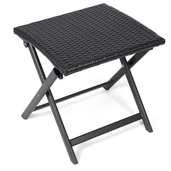 Polyrattan-Klapphocker - Schwarz