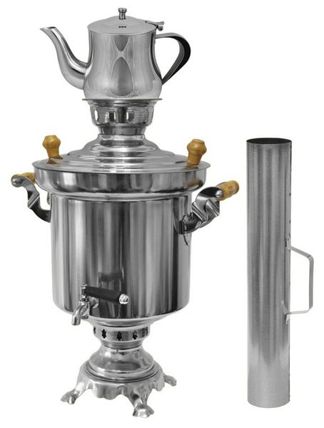 Edelstahl Holzkohle Samowar 5 Liter
