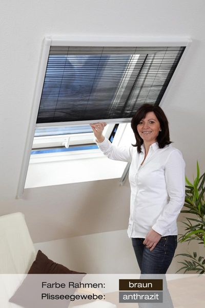 Insektenschutz Dachfenster Plissee 80x160cm braun