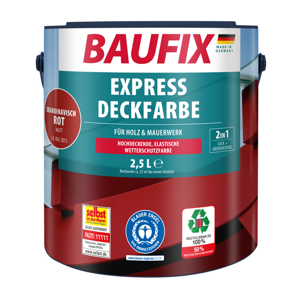 2in1 Express Deckfarbe 2,5 L skandinavisch rot