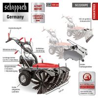 Kehrmaschine SC2200PE mit Sammelbehälter und Schneeschild