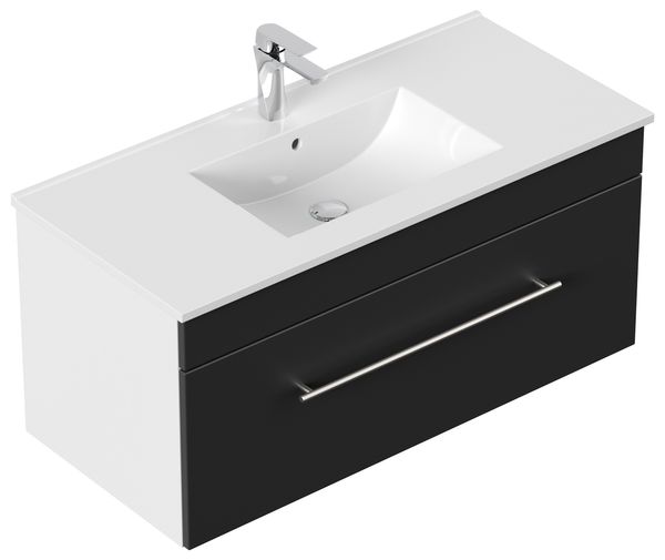 Badmöbel-Set VIVA 100 (4-teilig) schwarz mit LED Panel EEK: F