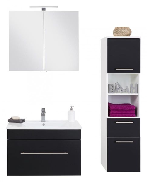 Badmöbel-Set VIVA 75 (3-teilig) schwarz EEK: F