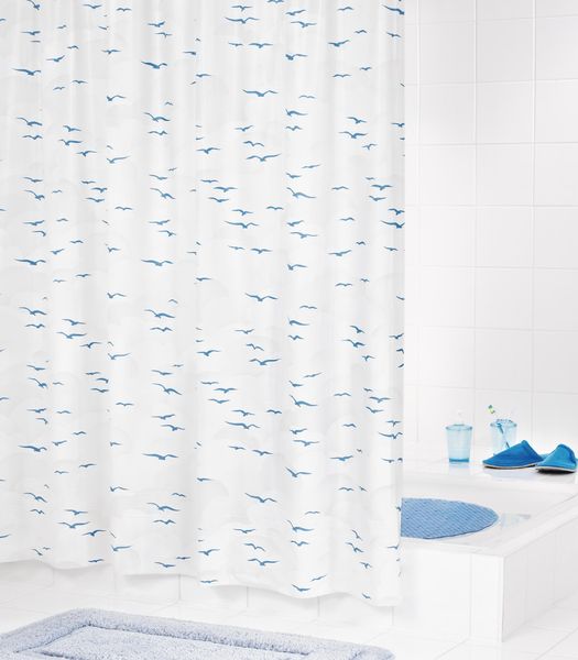 Duschvorhang Folie Sylt ca. 180x200 cm, blau, inkl. Ringe, 100% PEVA