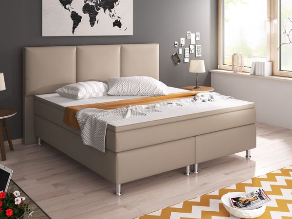 Boxspringbett Oslo 180x200 cm Kunstleder Muddy