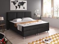 Boxspringbett Oslo mit Bettkasten 180x200 cm Kunstleder Schwarz