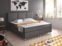 Boxspringbett Oslo mit Bettkasten 180x200 cm Kunstleder Anthrazit