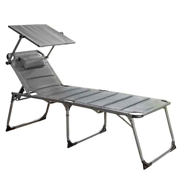 XXL-Komfort-Sonnenliege inkl. Kissen gepolstert aus Aluminium, ca. 203 x 67,5 x 48 cm - Anthrazit