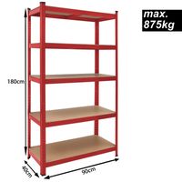 Schwerlastregal 875kg 180x90x40cm rot