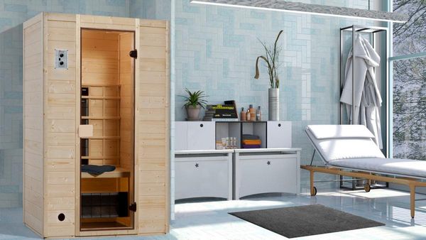 Infrarotkabine mit hochwertigen Keramikstrahlern 131x100x196 cm (BxTxH) 2.050 W 